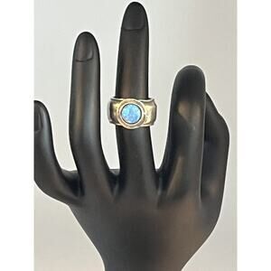 Sterling Silver Fire Lab Opal Ring Size 5.5
